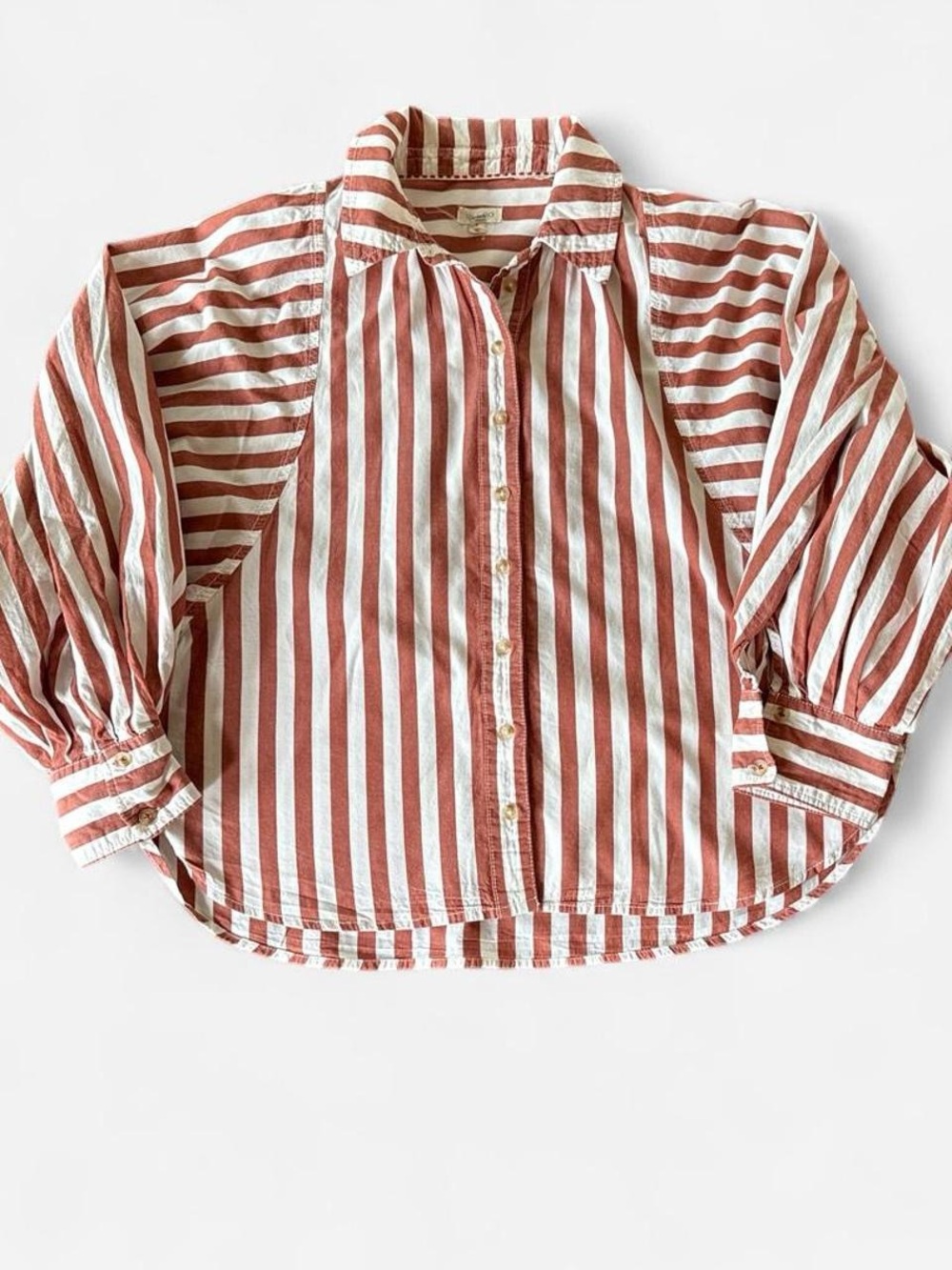 Pilcro Rust and White Striped Button-Down Shirt